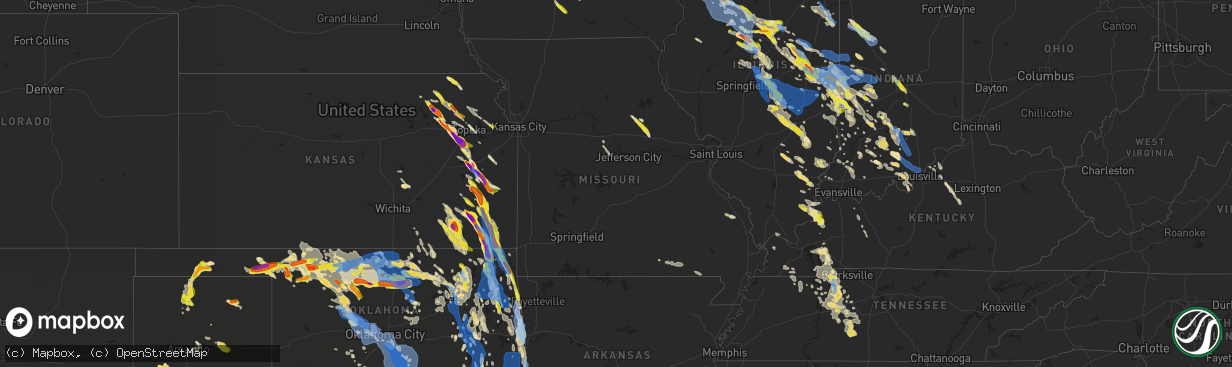 Hail map in Missouri on July 11, 2020