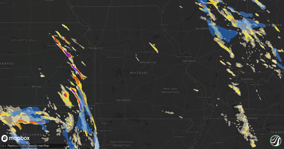 Hail map in Missouri on July 11, 2020