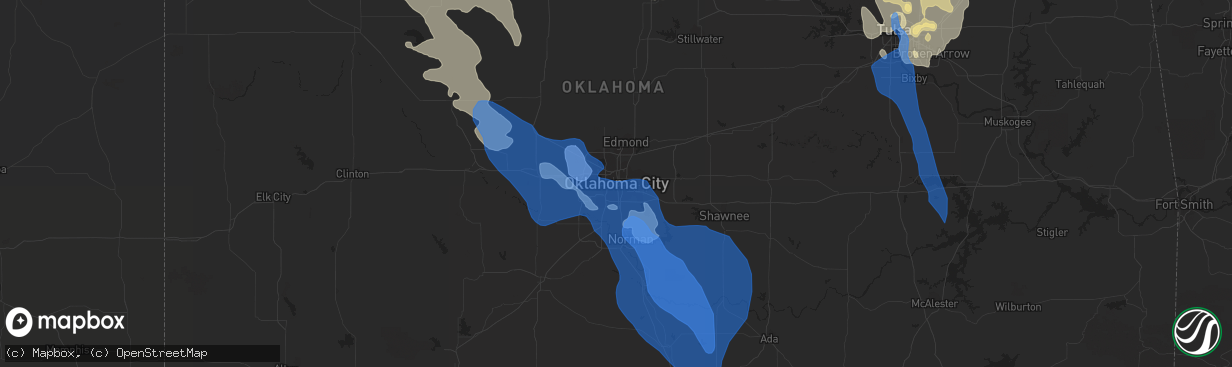 Hail map in Oklahoma City, OK on July 11, 2020