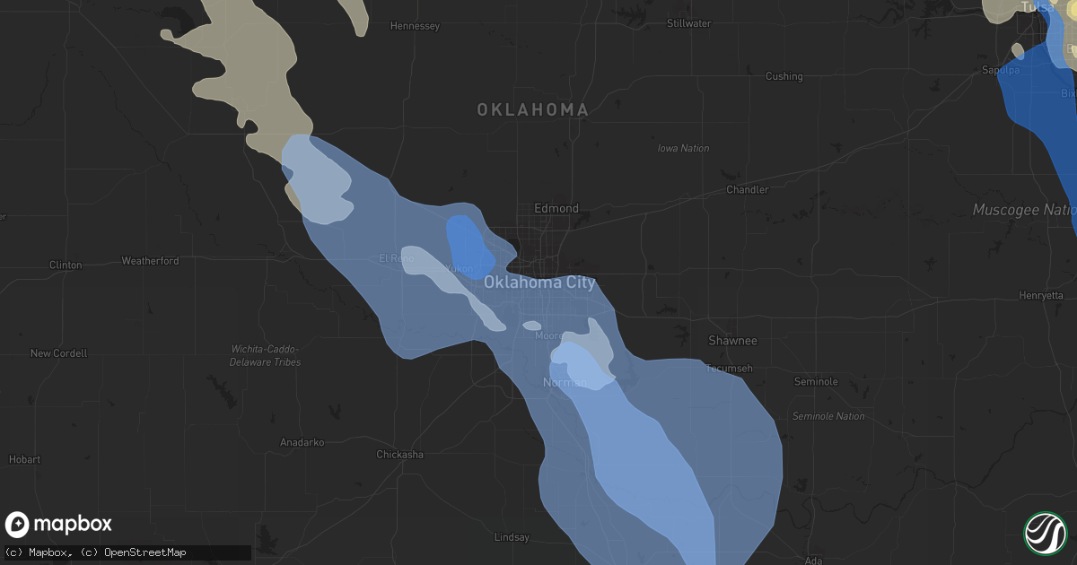 Hail map in Oklahoma City, OK on July 11, 2020