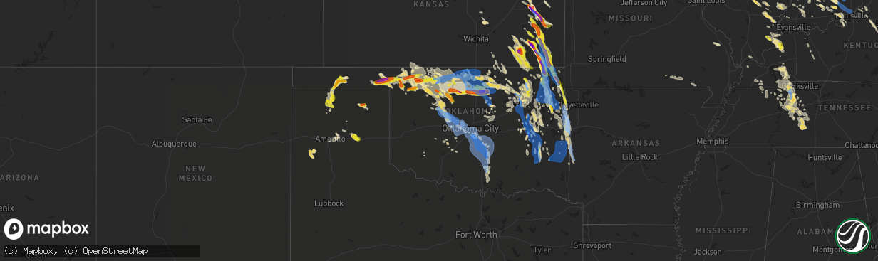 Hail map in Oklahoma on July 11, 2020