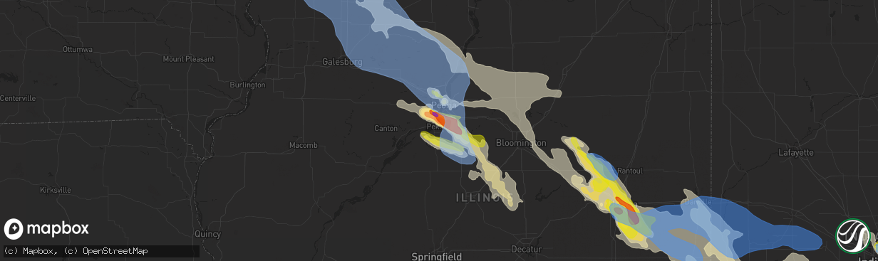 Hail map in Pekin, IL on July 11, 2020