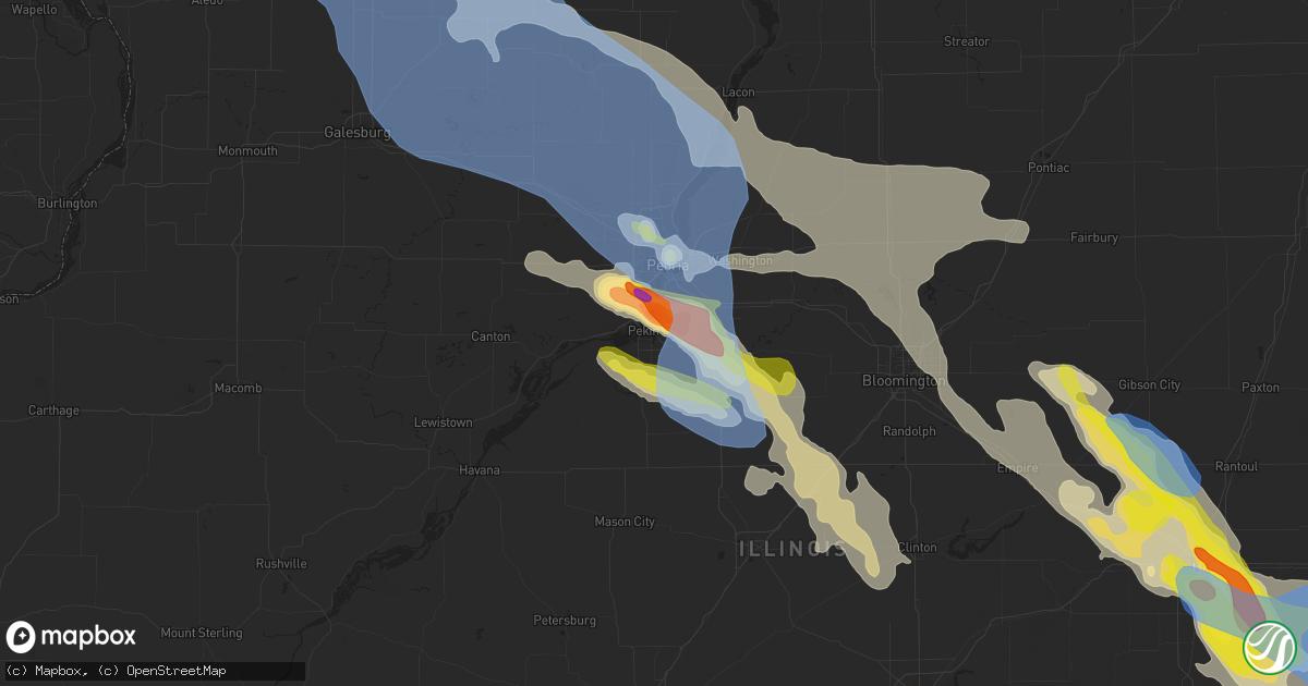 Hail map in Pekin, IL on July 11, 2020
