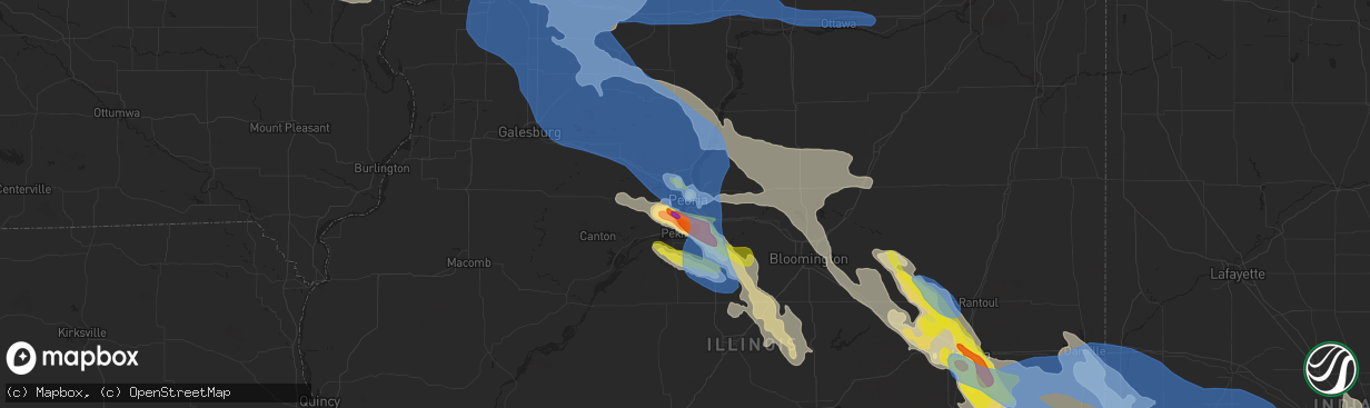 Hail map in Peoria, IL on July 11, 2020