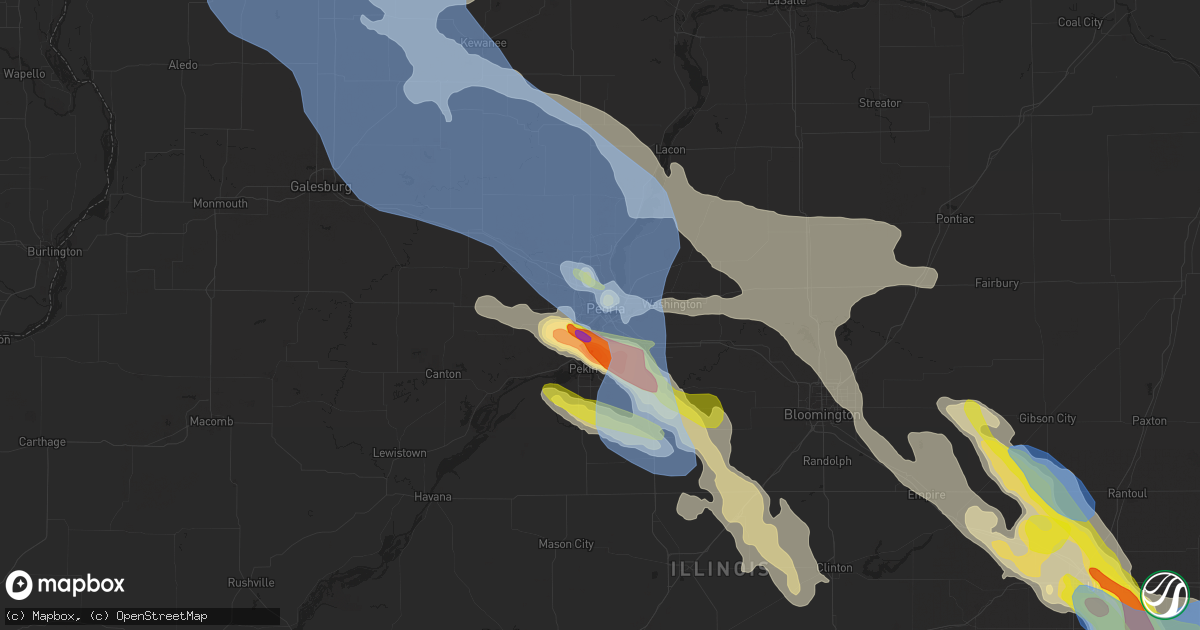 Hail map in Peoria, IL on July 11, 2020