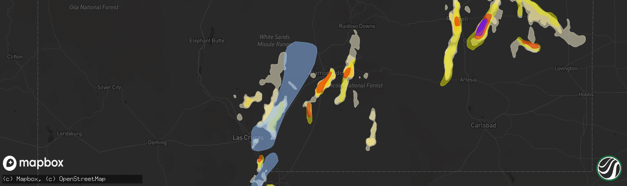 Hail map in Alamogordo, NM on July 11, 2021