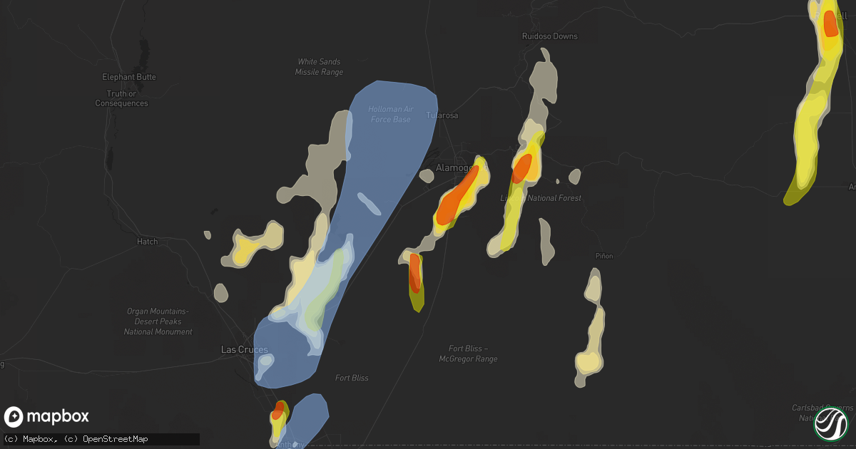 Hail map in Alamogordo, NM on July 11, 2021