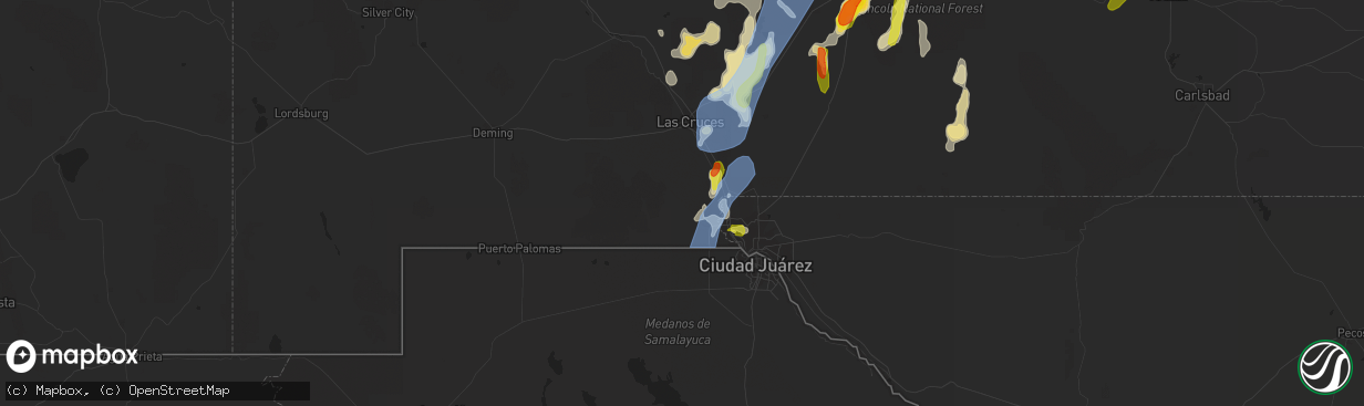 Hail map in Anthony, NM on July 11, 2021