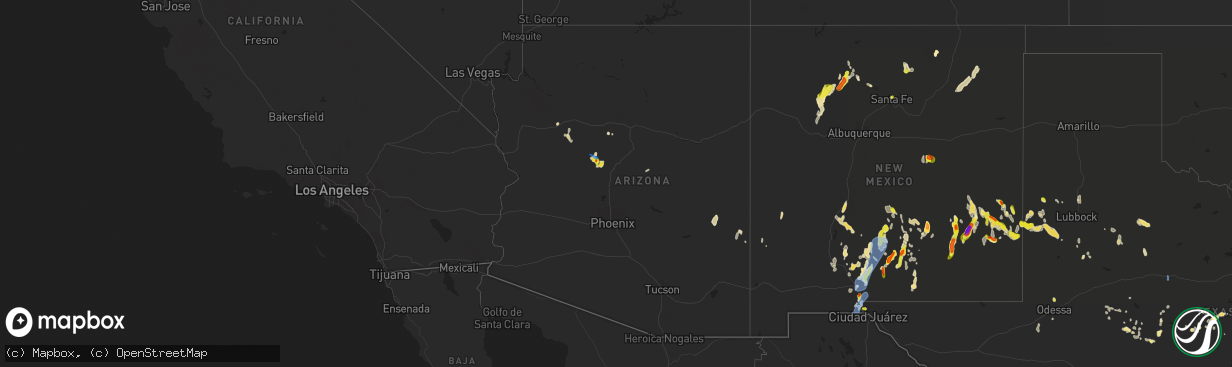 Hail map in Arizona on July 11, 2021