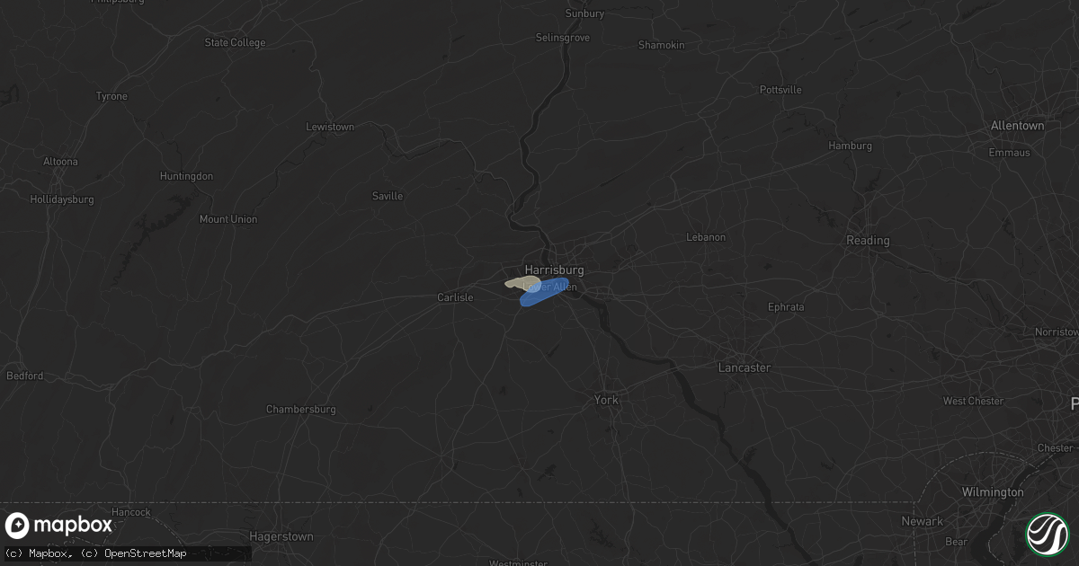 Hail map in Camp Hill, PA on July 11, 2021