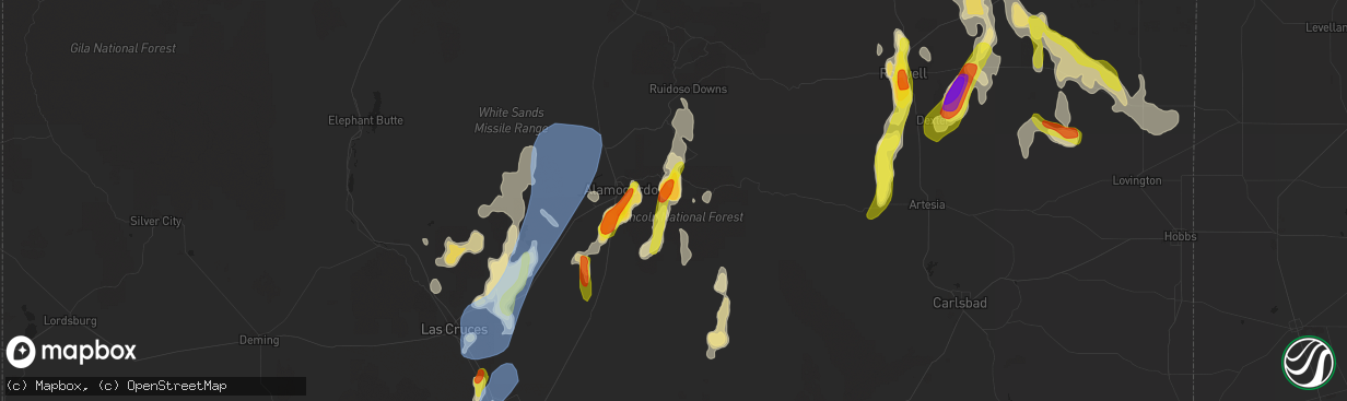 Hail map in Cloudcroft, NM on July 11, 2021