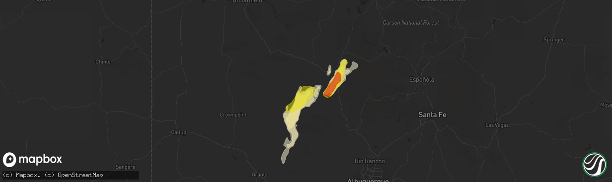 Hail map in Cuba, NM on July 11, 2021