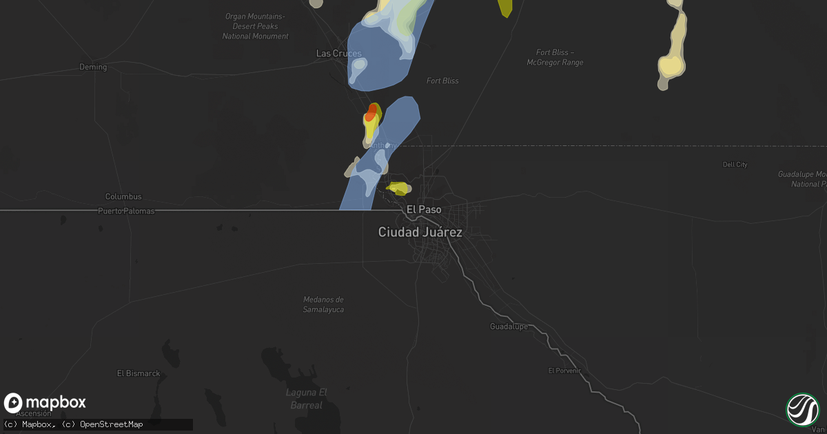 Hail map in El Paso, TX on July 11, 2021