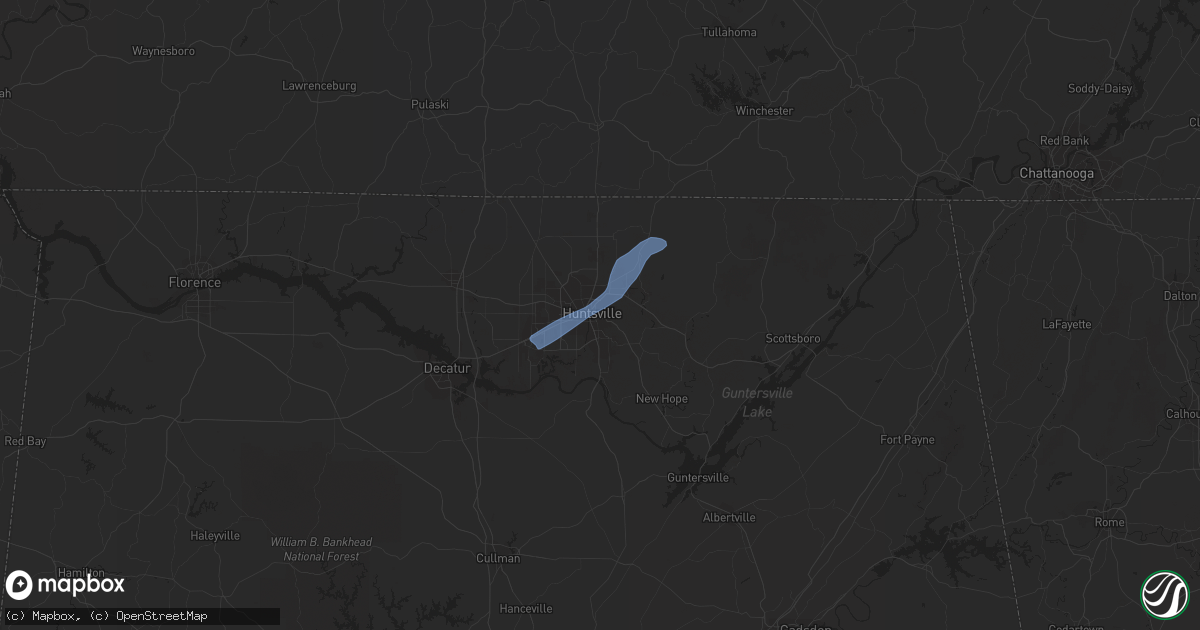 Hail map in Huntsville, AL on July 11, 2021