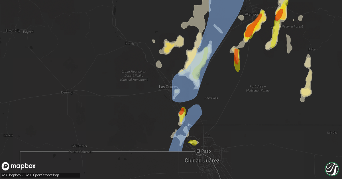 Hail map in Las Cruces, NM on July 11, 2021