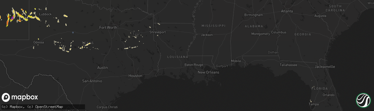 Hail map in Louisiana on July 11, 2021