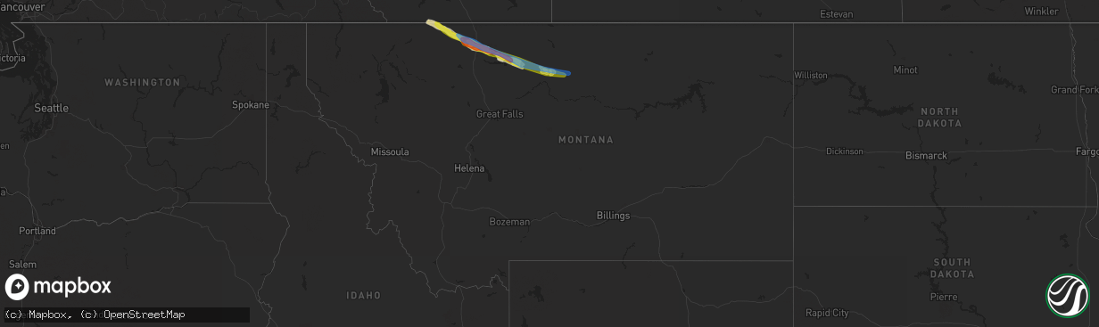 Hail map in Montana on July 11, 2021