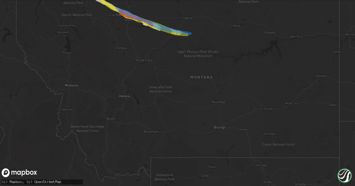 Hail map in Montana on July 11, 2021