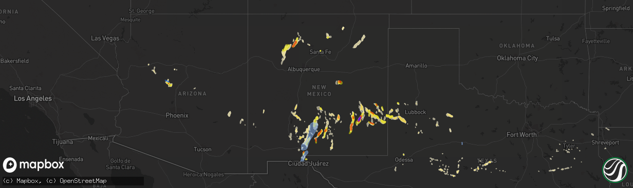 Hail map in New Mexico on July 11, 2021