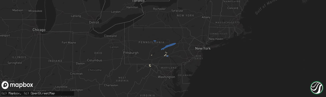 Hail map in Pennsylvania on July 11, 2021