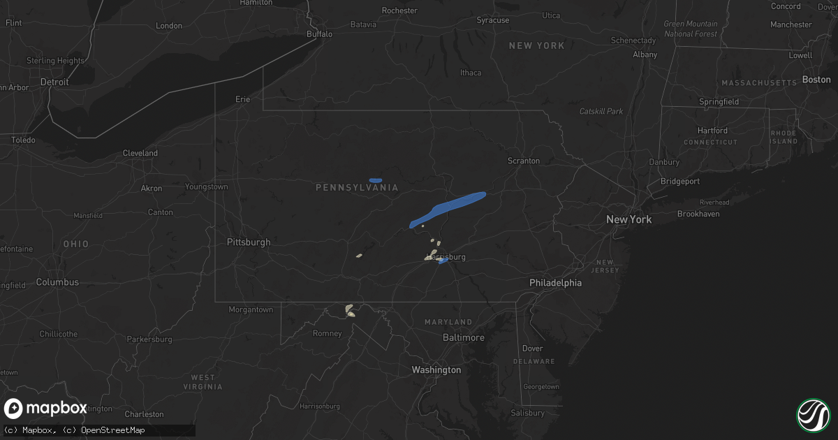 Hail map in Pennsylvania on July 11, 2021
