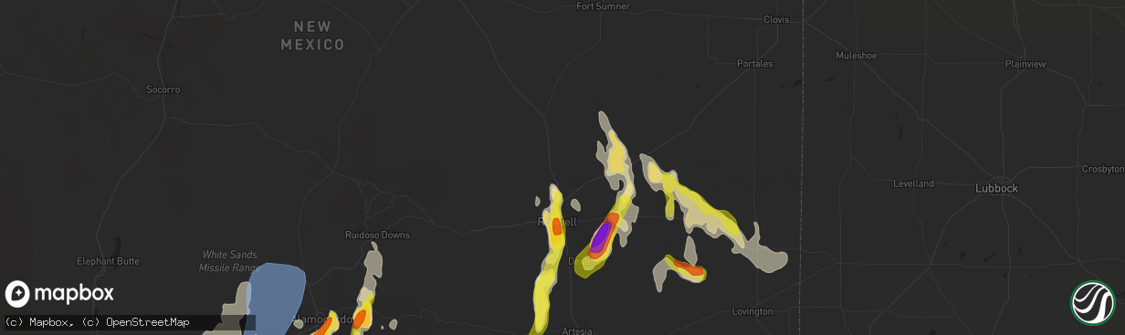 Hail map in Roswell, NM on July 11, 2021