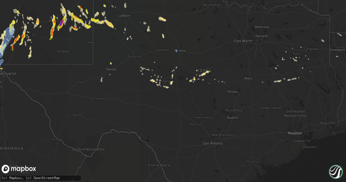 Hail map in Texas on July 11, 2021