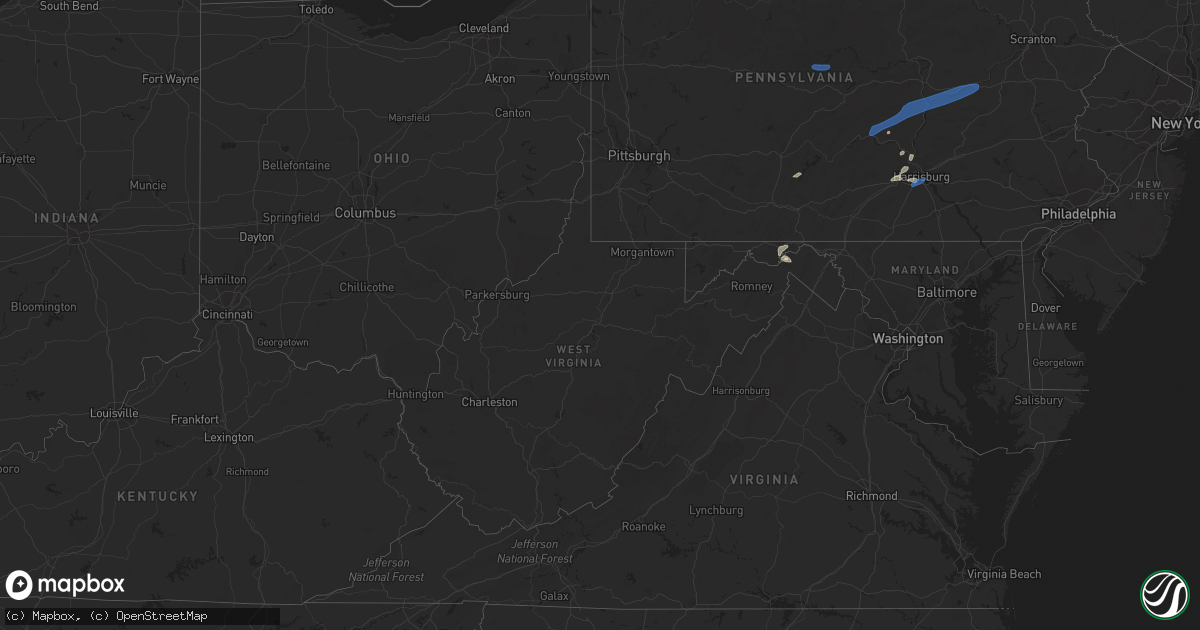 Hail map in West Virginia on July 11, 2021