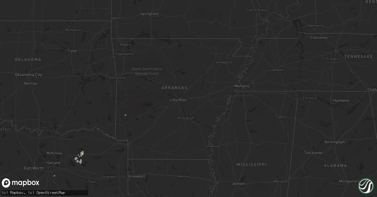 Hail map in Arkansas on July 11, 2023
