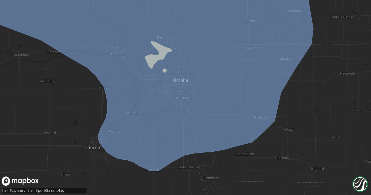 Hail map in Bellevue, NE on July 11, 2023