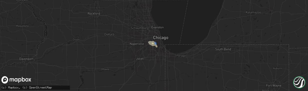 Hail map in Burbank, IL on July 11, 2023