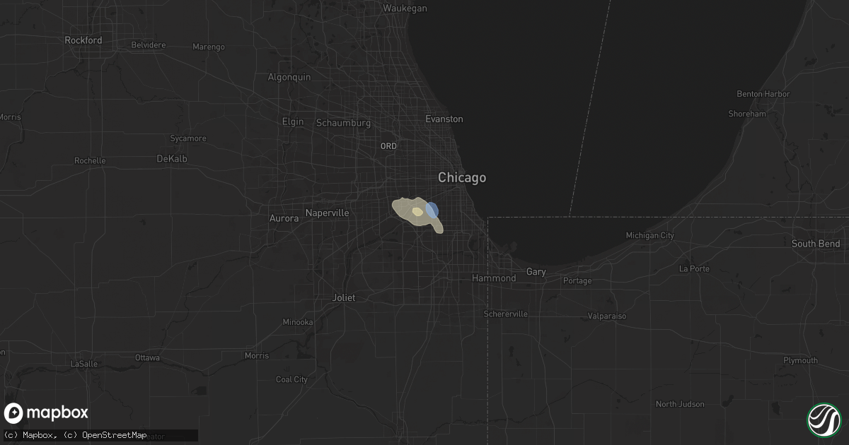 Hail map in Burbank, IL on July 11, 2023
