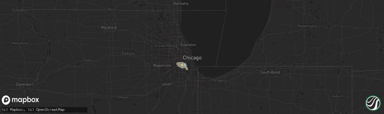 Hail map in Chicago, IL on July 11, 2023