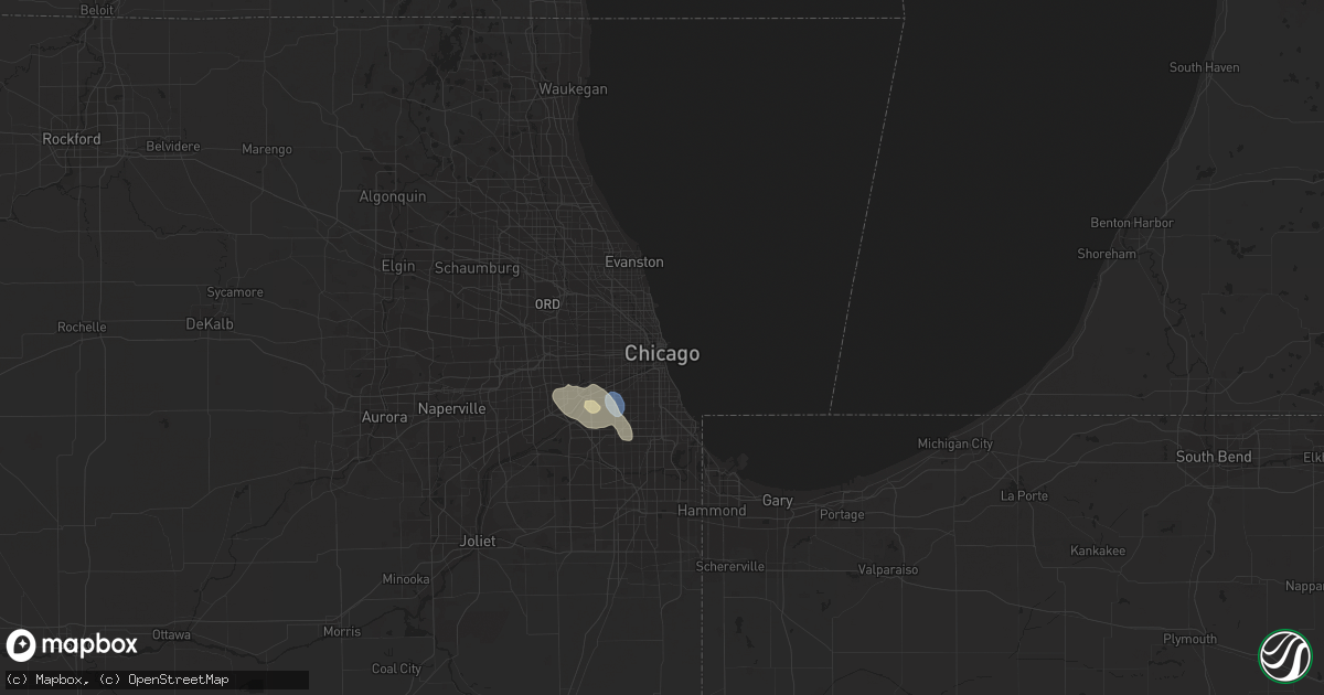 Hail map in Chicago, IL on July 11, 2023