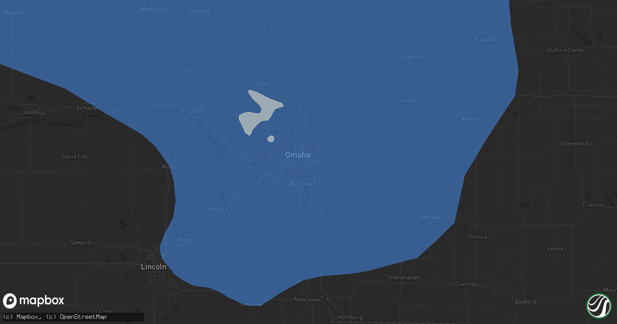 Hail map in Council Bluffs, IA on July 11, 2023