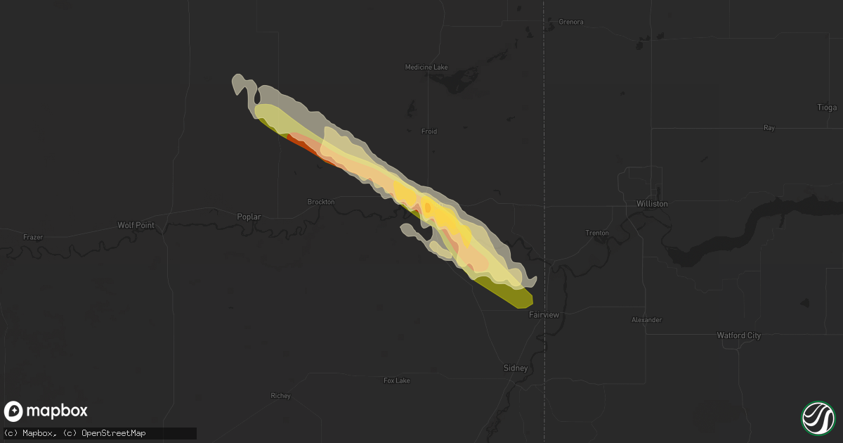 Hail map in Culbertson, MT on July 11, 2023