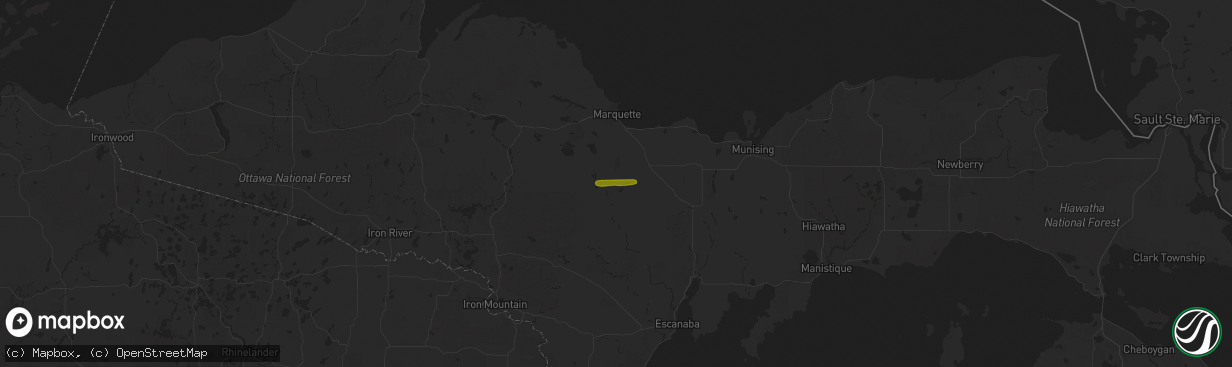 Hail map in Gwinn, MI on July 11, 2023