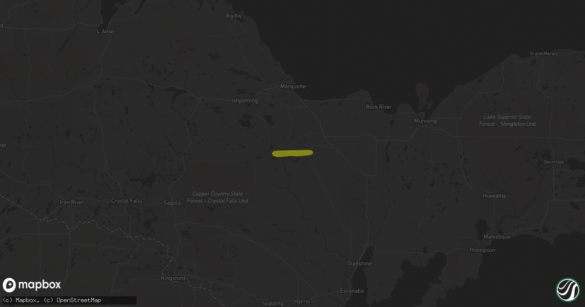 Hail map in Gwinn, MI on July 11, 2023