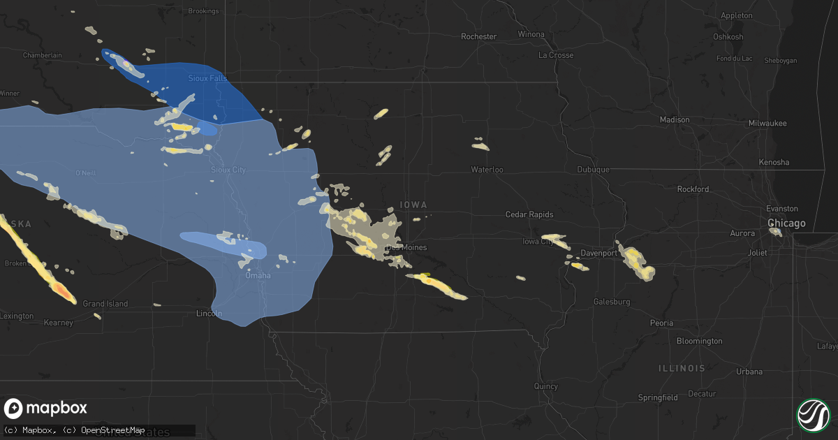 Hail map in Iowa on July 11, 2023