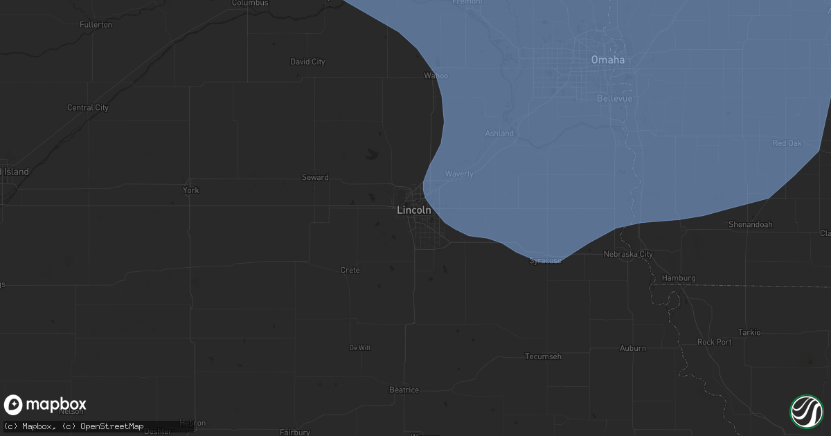 Hail map in Lincoln, NE on July 11, 2023