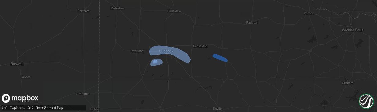 Hail map in Lorenzo, TX on July 11, 2023