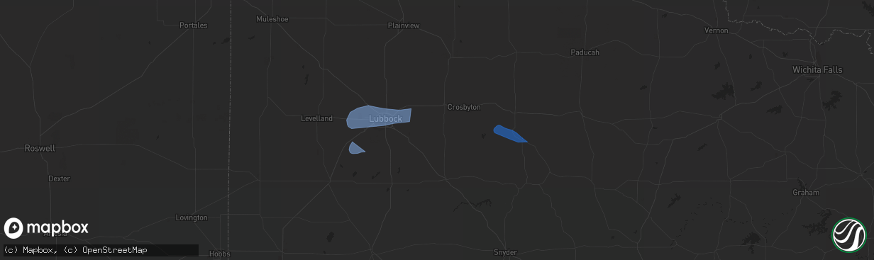 Hail map in Meadow, TX on July 11, 2023