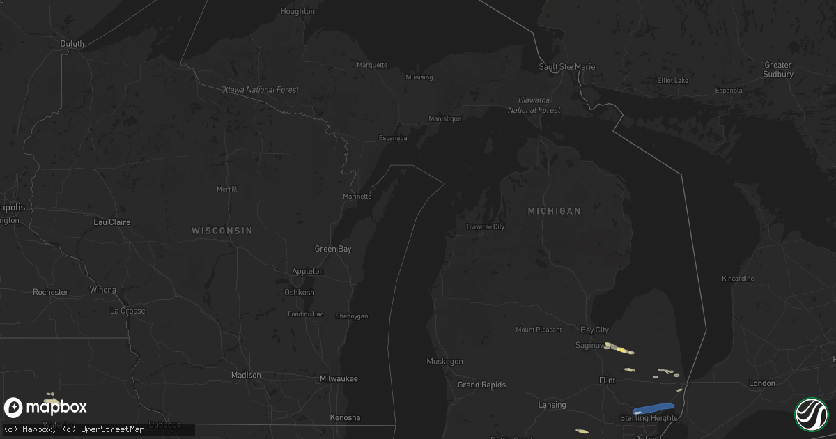 Hail map in Michigan on July 11, 2023