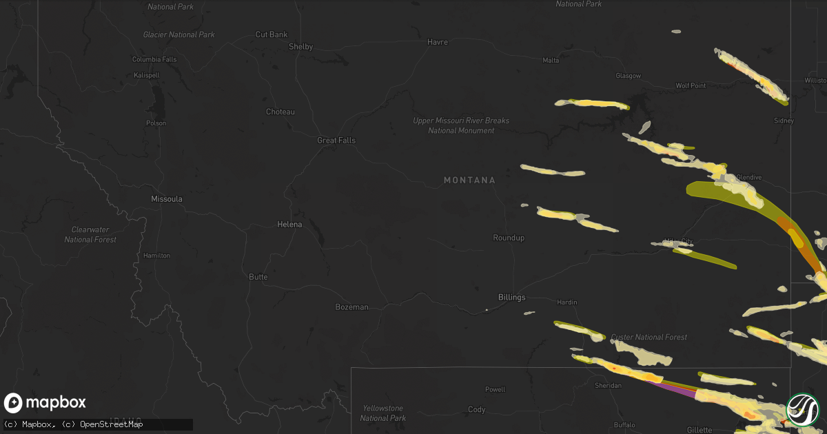 Hail map in Montana on July 11, 2023