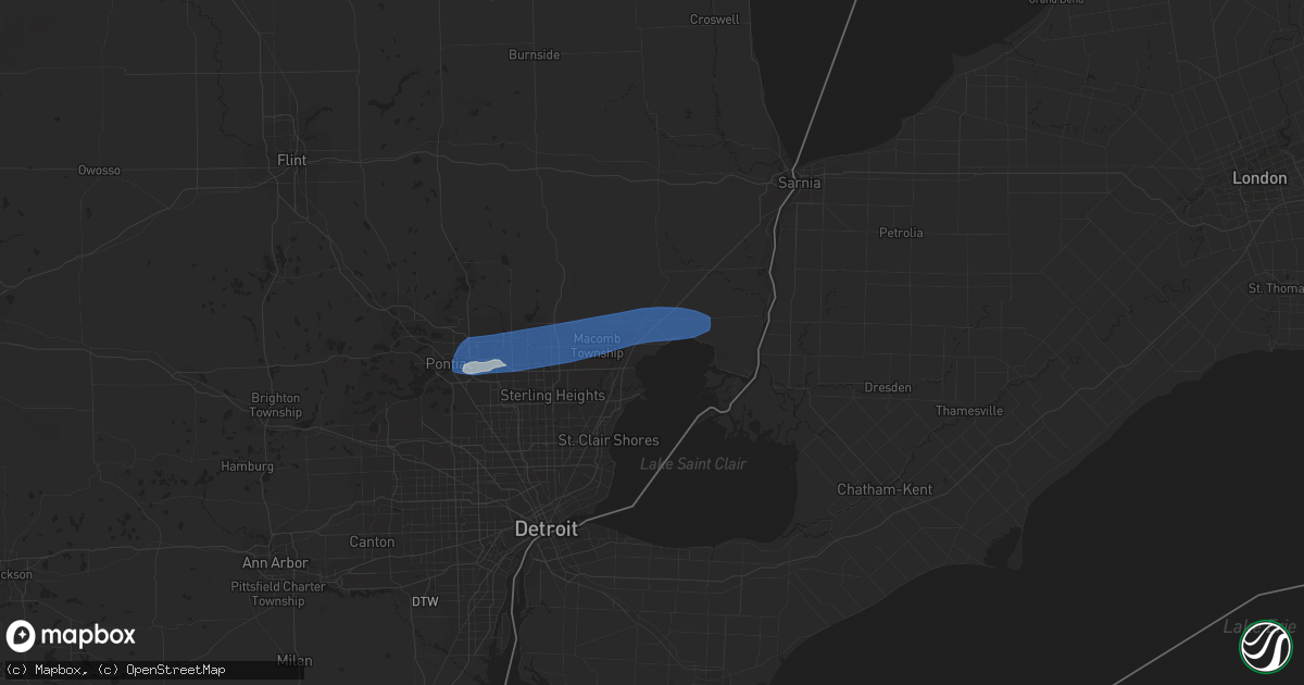 Hail map in New Baltimore, MI on July 11, 2023