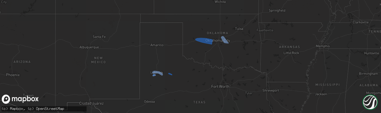 Hail map in Oklahoma on July 11, 2023