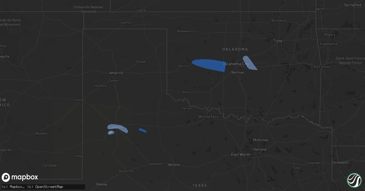 Hail map in Oklahoma on July 11, 2023