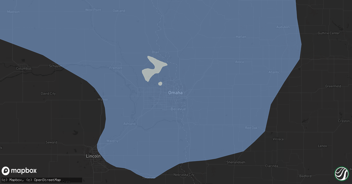Hail map in Omaha, NE on July 11, 2023