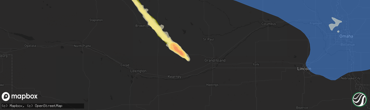 Hail map in Ravenna, NE on July 11, 2023