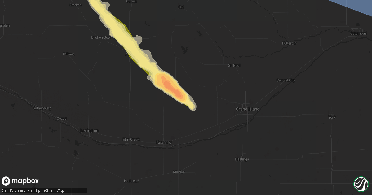Hail map in Ravenna, NE on July 11, 2023